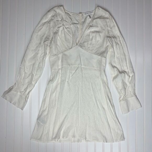 Bcbgeneration Ivory Empire Waist V-Neck Mini Dress Size S Nwot - Picture 4 of 12